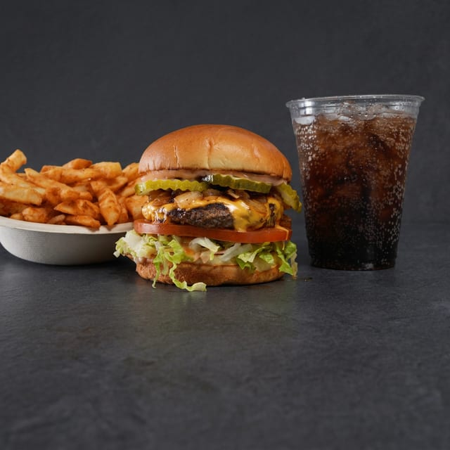 Shacks Original Burger w/ Drink & Fries.